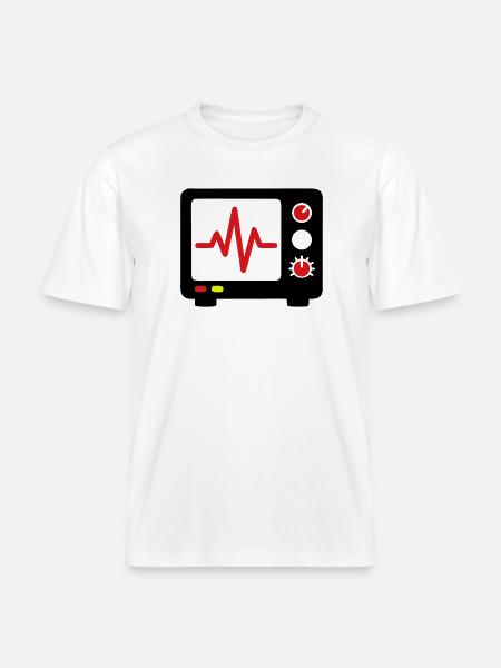 ECG Monitor Heartbeat Medicine -  RELAXED FIT Unisex Organic T-Shirt - white