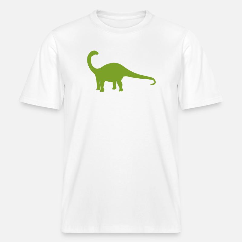Silhouette de dinosaure vert - T-shirt unisexe RELAXED FIT en coton bio - blanc
