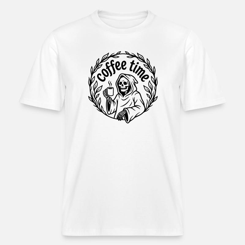 C’est l’heure du café -  T-shirt unisexe RELAXED FIT en coton bio - blanc