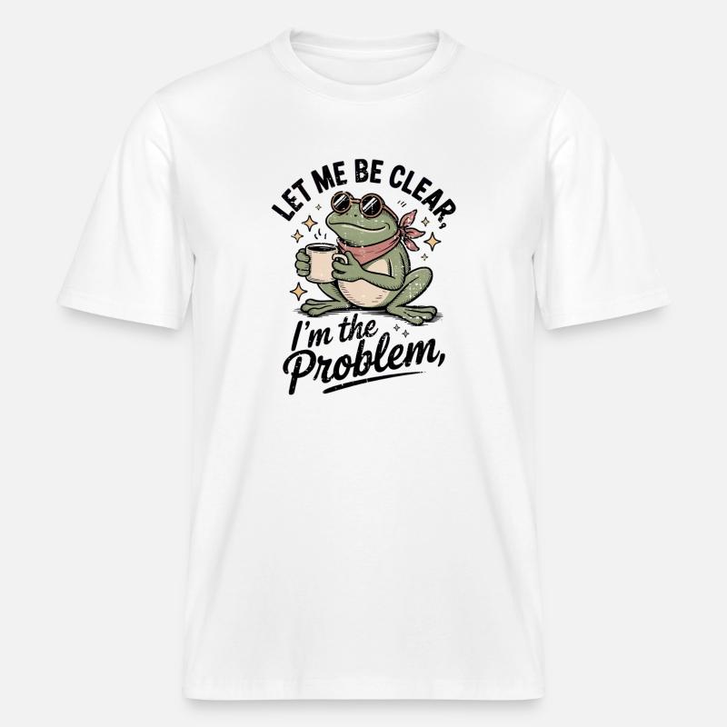 Koffeinhaltiger Frosch: Ich bin das Problem - RELAXED FIT Unisex Organic T-Shirt - Weiß