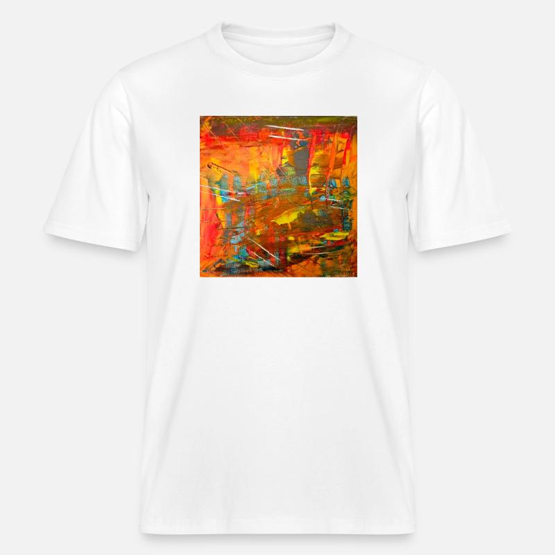Image abstraite couleur feu -  T-shirt unisexe RELAXED FIT en coton bio - blanc