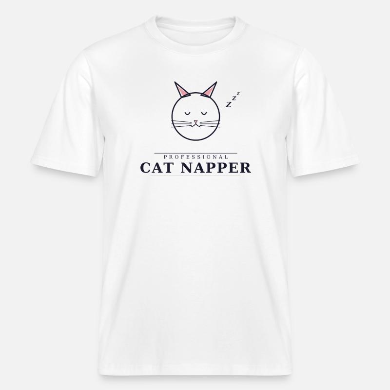 Somnieuse professionnelle de chats - T-shirt unisexe RELAXED FIT en coton bio - blanc