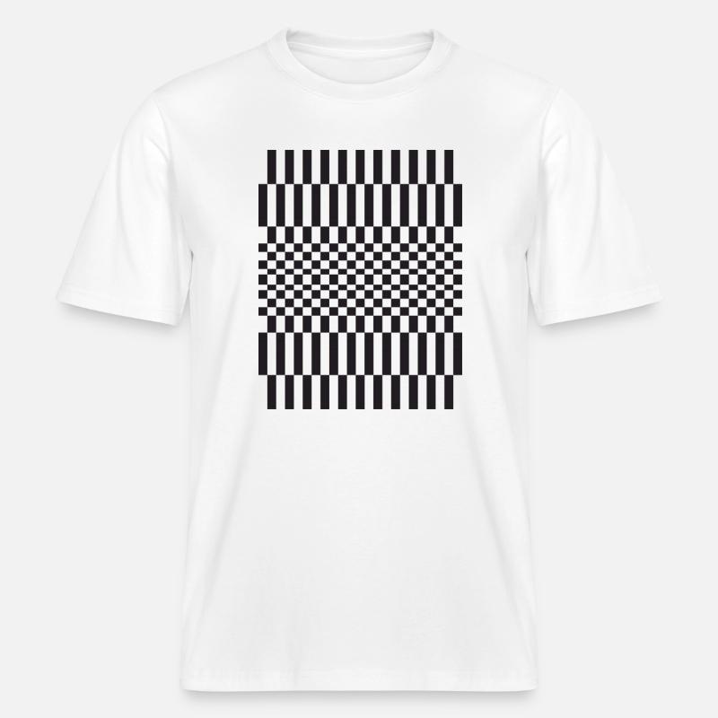 Geometric chessboard Grid Pattern -  RELAXED FIT Unisex Organic T-Shirt - white
