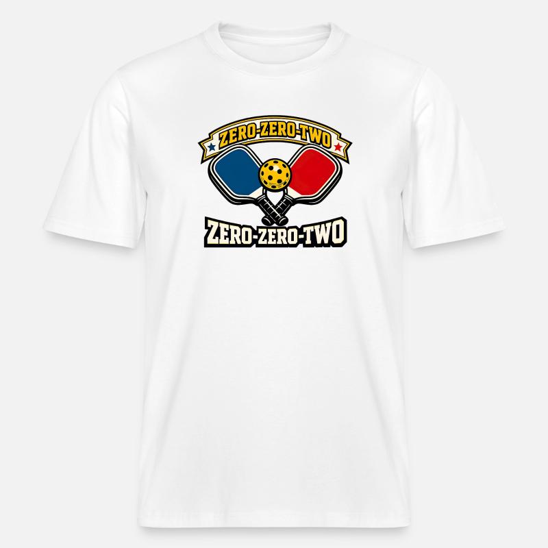 Zero-Zero-Two Paddle Ball Emblem -  RELAXED FIT Unisex Organic T-Shirt - white