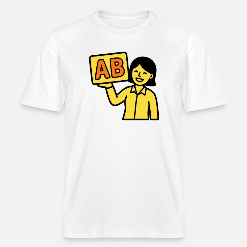 Teacher Elementary School ABC Vector -  RELAXED FIT Unisex Organic T-Shirt - white