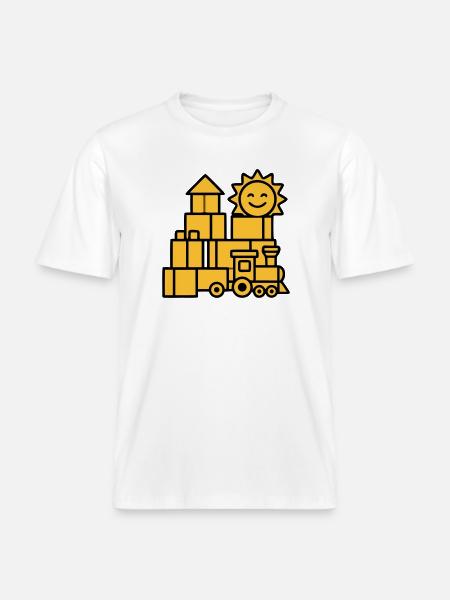 Building Blocks Railway Toys -  RELAXED FIT Unisex Organic T-Shirt - white