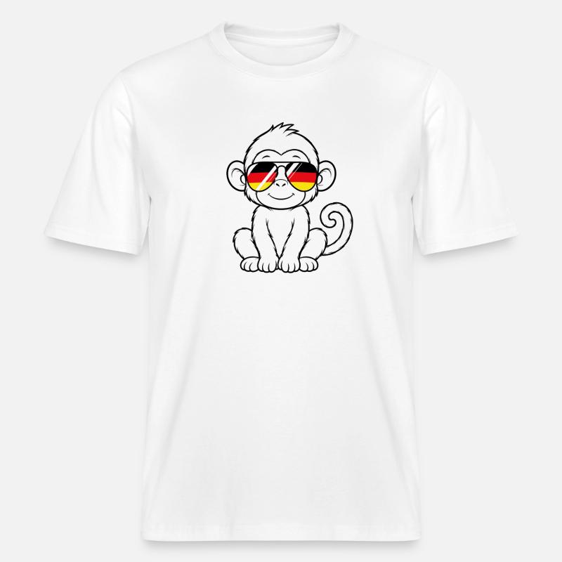 German flag monkey german Germany monkey -  RELAXED FIT Unisex Organic T-Shirt - white
