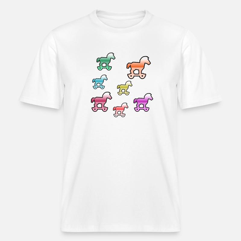 Chevaux -  T-shirt unisexe RELAXED FIT en coton bio - blanc
