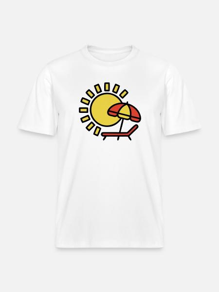 Beach lounger Sun Parasol Summer holiday - RELAXED FIT Unisex Organic T-Shirt - white