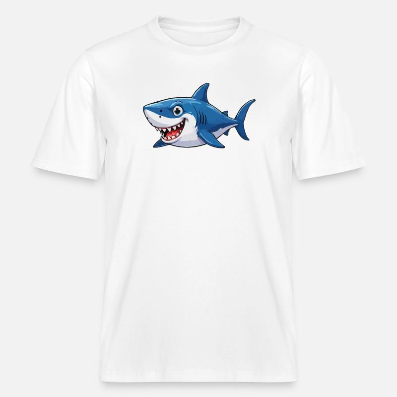 Shark Comic -  T-shirt unisexe RELAXED FIT en coton bio - blanc