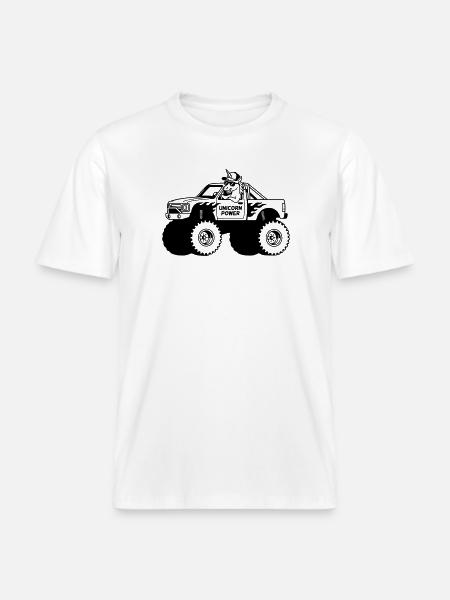 Einhorn im Monstertruck - RELAXED FIT Unisex Organic T-Shirt - Weiß
