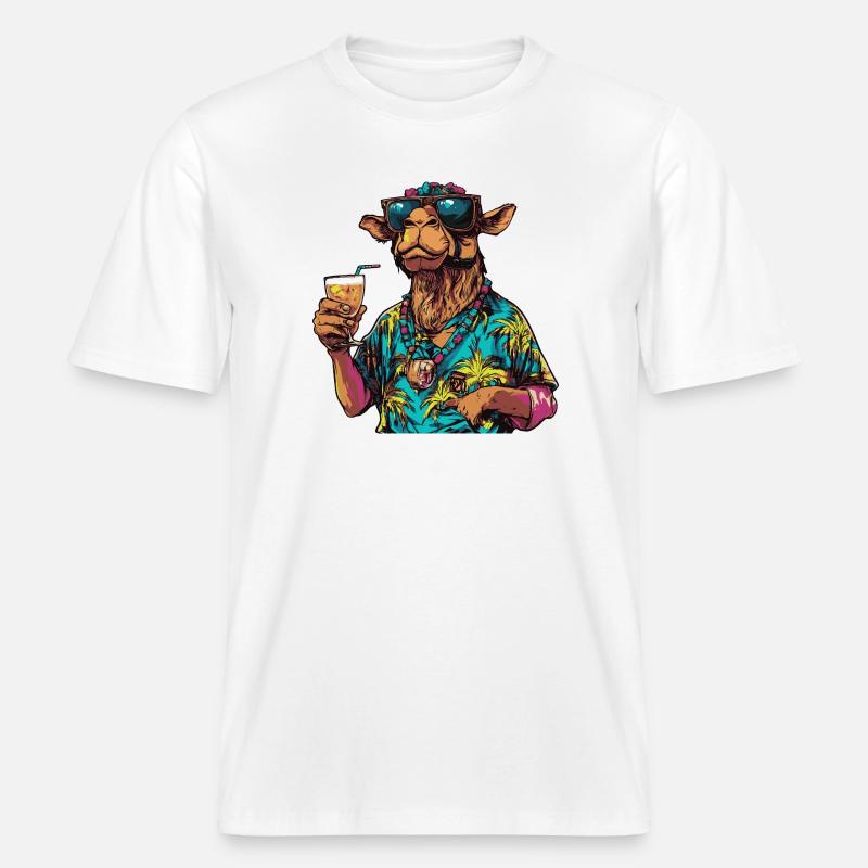 Kamel Comic Sommer - RELAXED FIT Unisex Organic T-Shirt - Weiß