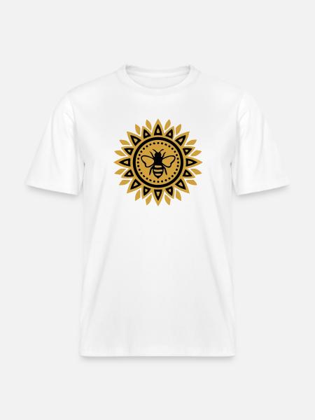 Mandala Bee Boho Yoga Beekeeping Bees - RELAXED FIT Unisex Organic T-Shirt - white