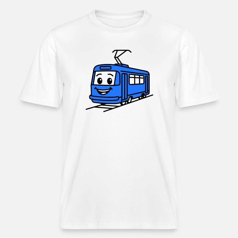 Dessin animé du tramway -  T-shirt unisexe RELAXED FIT en coton bio - blanc