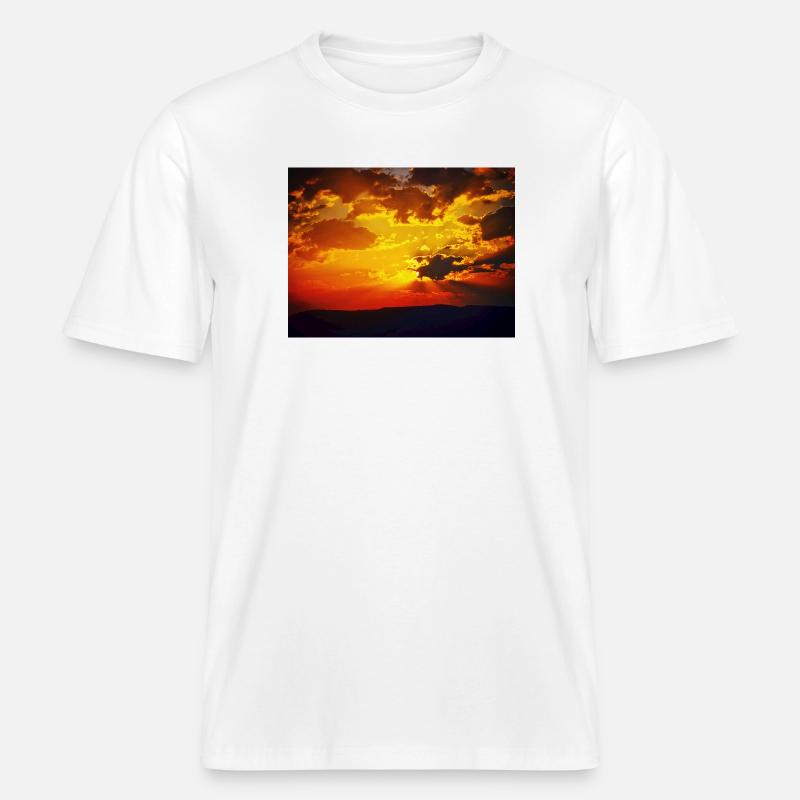 Sunset Fire Rays - RELAXED FIT Unisex Organic T-Shirt - white