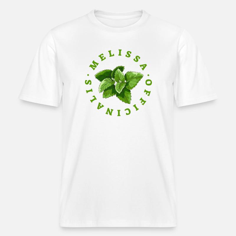 Lemon Balm Leaf Circular Emblem -  RELAXED FIT Unisex Organic T-Shirt - white