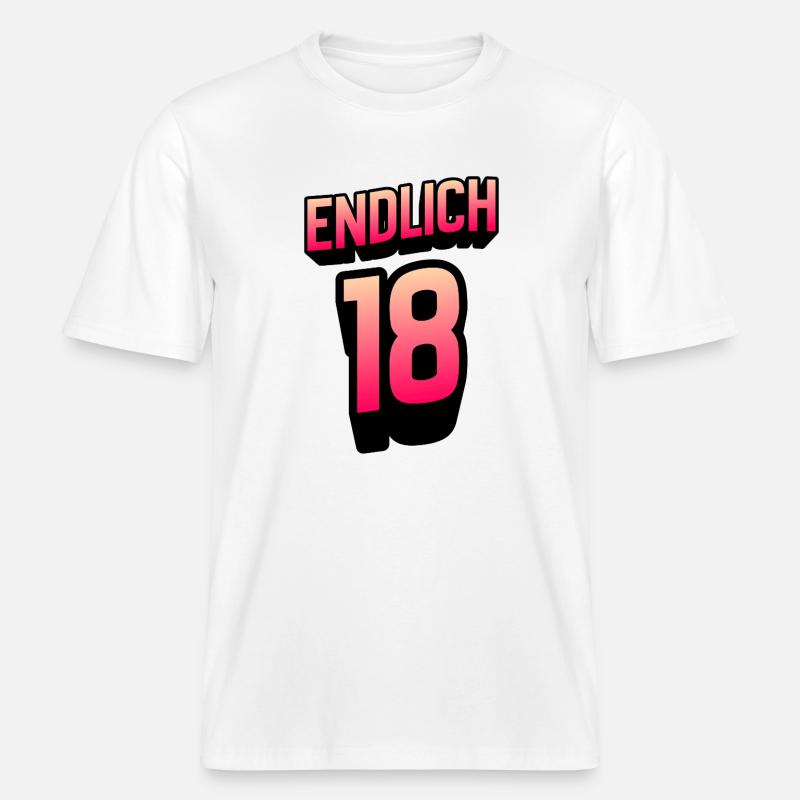 Endlich 18 Gradient Neon - RELAXED FIT Unisex Organic T-Shirt - Weiß