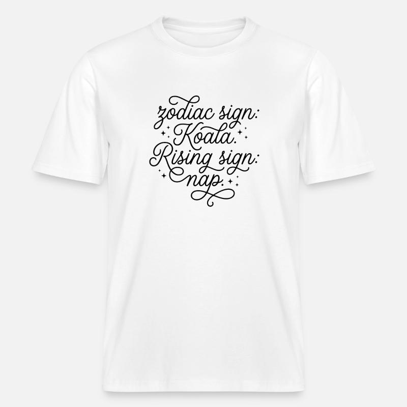 Sternzeichen Koala Aszendent Nickerchen -  RELAXED FIT Unisex Organic T-Shirt - Weiß