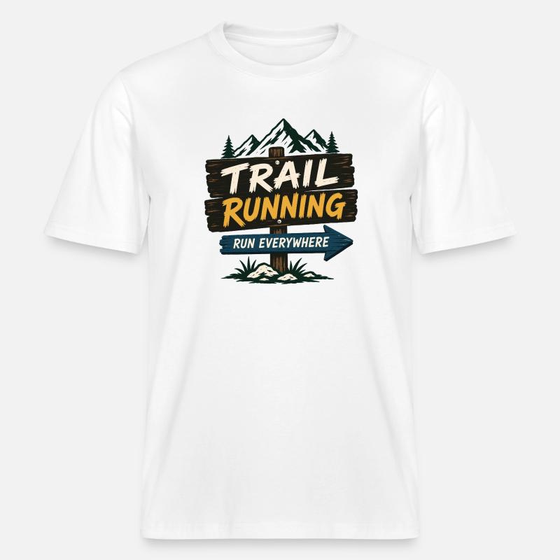 Course en sentier - Courez partout -  T-shirt unisexe RELAXED FIT en coton bio - blanc