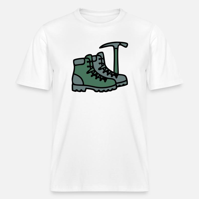 Wanderschuhe Eispickel Bergsteiger Alpen Wanderer -  RELAXED FIT Unisex Organic T-Shirt - Weiß