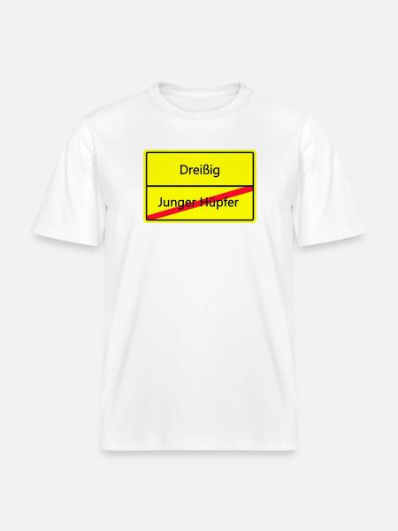 Warnschild Humor: Junger Hüpfler -  RELAXED FIT Unisex Organic T-Shirt - Weiß