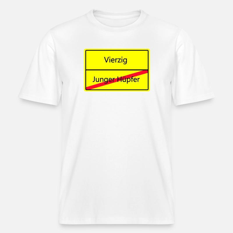 ortsschild_vierzig -  RELAXED FIT Unisex Organic T-Shirt - Weiß
