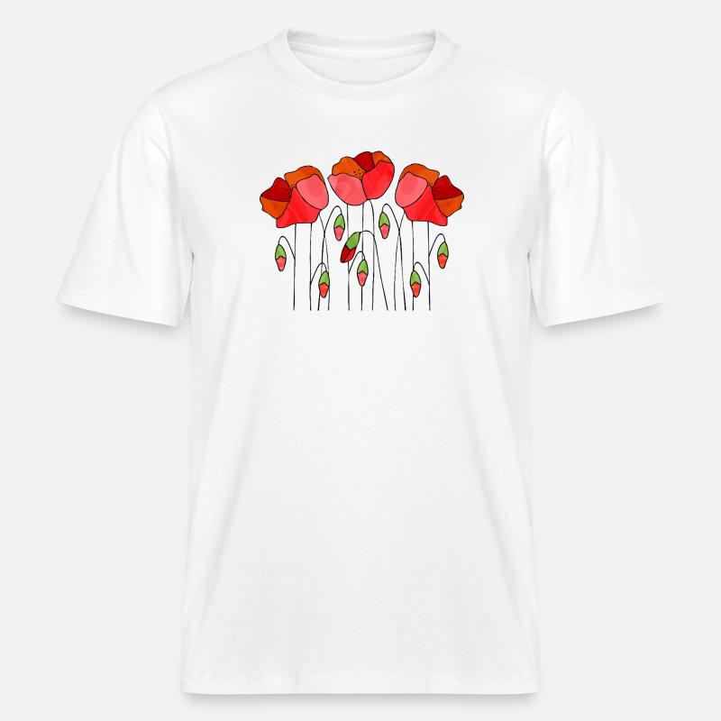 Fleur - T-shirt unisexe RELAXED FIT en coton bio - blanc