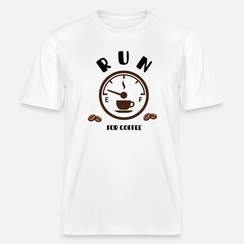 Coffee Pointer Dial Design - RELAXED FIT Unisex Organic T-Shirt - white