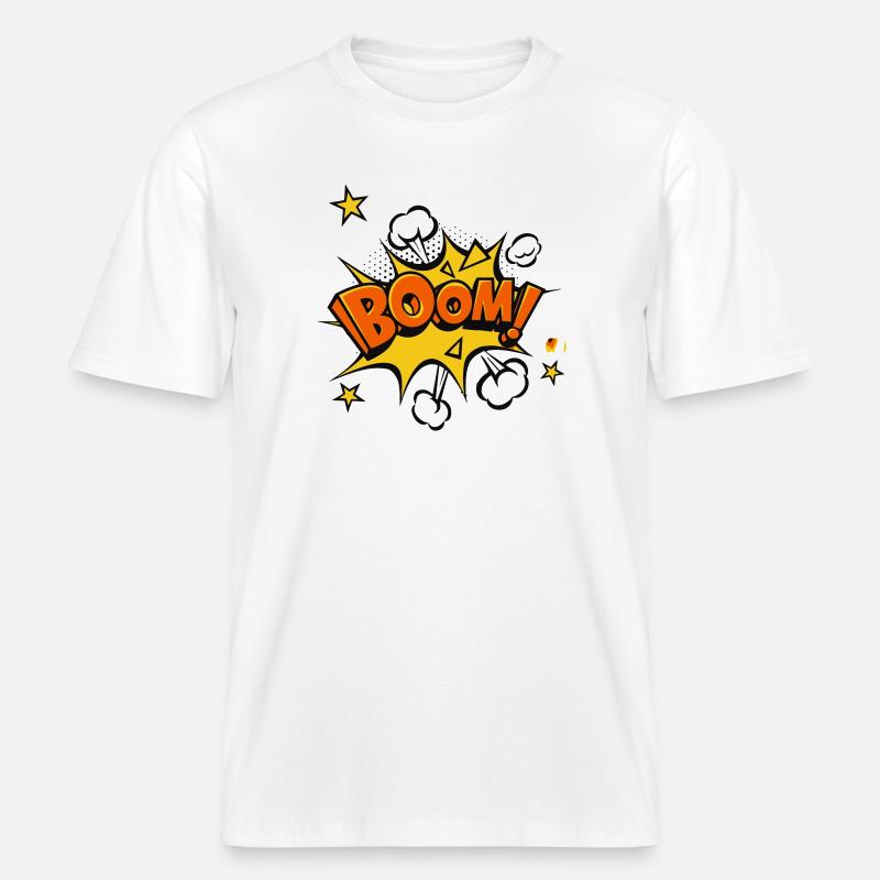 Boom Comic Explosion - T-shirt unisexe RELAXED FIT en coton bio - blanc