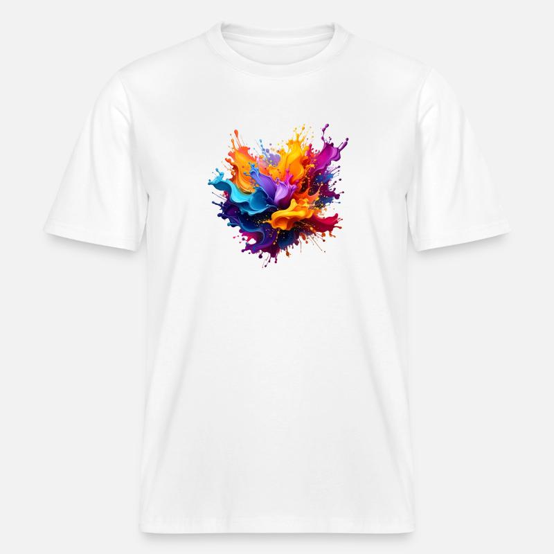 Farbspritzer Explosion -  RELAXED FIT Unisex Organic T-Shirt - Weiß