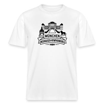 München Neuhausen Nymphenburg -  RELAXED FIT Unisex Organic T-Shirt - Weiß - Vorne - Alina (178cm) & Michal (187cm)