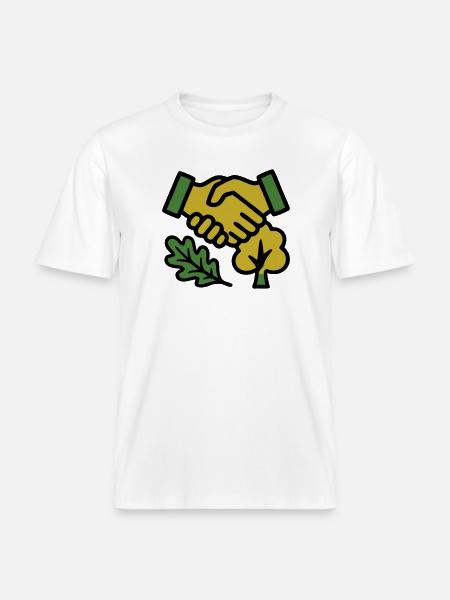 Handshake Nature Forest Logo - RELAXED FIT Unisex Organic T-Shirt - white