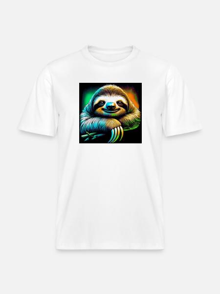Faultier - RELAXED FIT Unisex Organic T-Shirt - Weiß