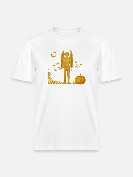 Fall Edition: Vampire Demon with Bats - RELAXED FIT Unisex Organic T-Shirt - white