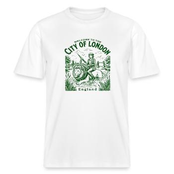 Welcome To City Of London England -  RELAXED FIT Unisex Organic T-Shirt - Weiß - Vorne - Alina (178cm) & Michal (187cm)