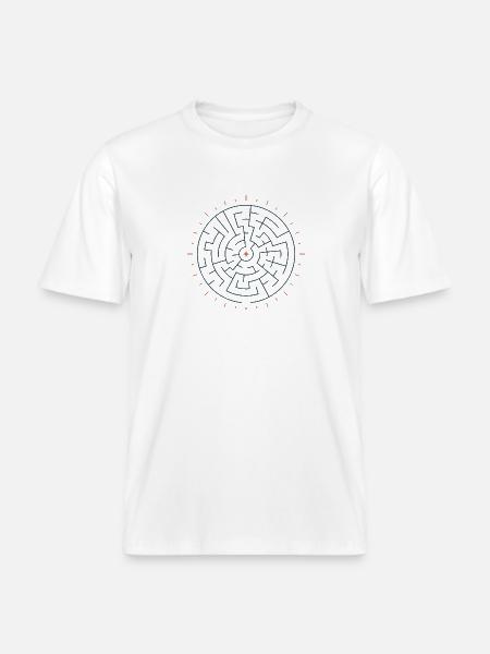 Sonnengeometrisches Labyrinth Blau-Grün - RELAXED FIT Unisex Organic T-Shirt - Weiß