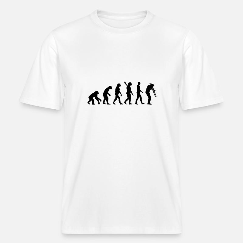 Evolution Trombone -  T-shirt unisexe RELAXED FIT en coton bio - blanc