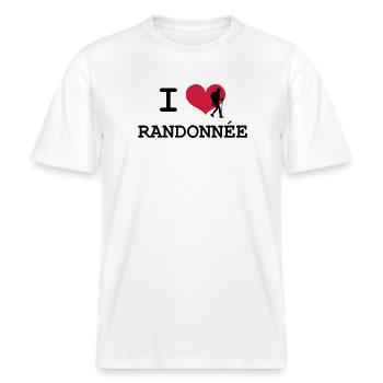 I Love Randonnée -  T-shirt unisexe RELAXED FIT en coton bio - blanc - Devant - Alina (178cm) & Michal (187cm)