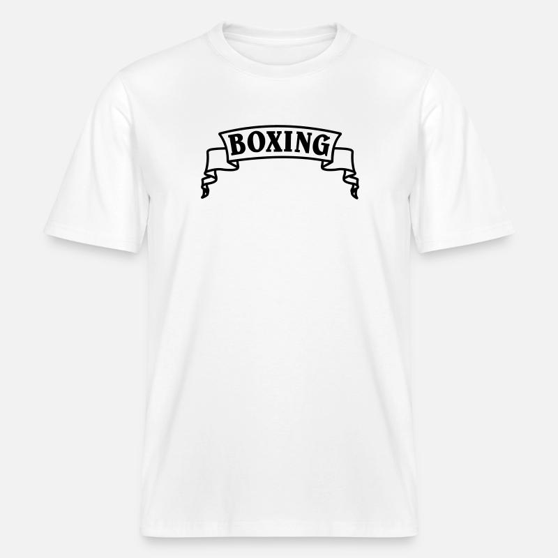 Boxen Boxtext in Wimpel oder Banner -  RELAXED FIT Unisex Organic T-Shirt - Weiß