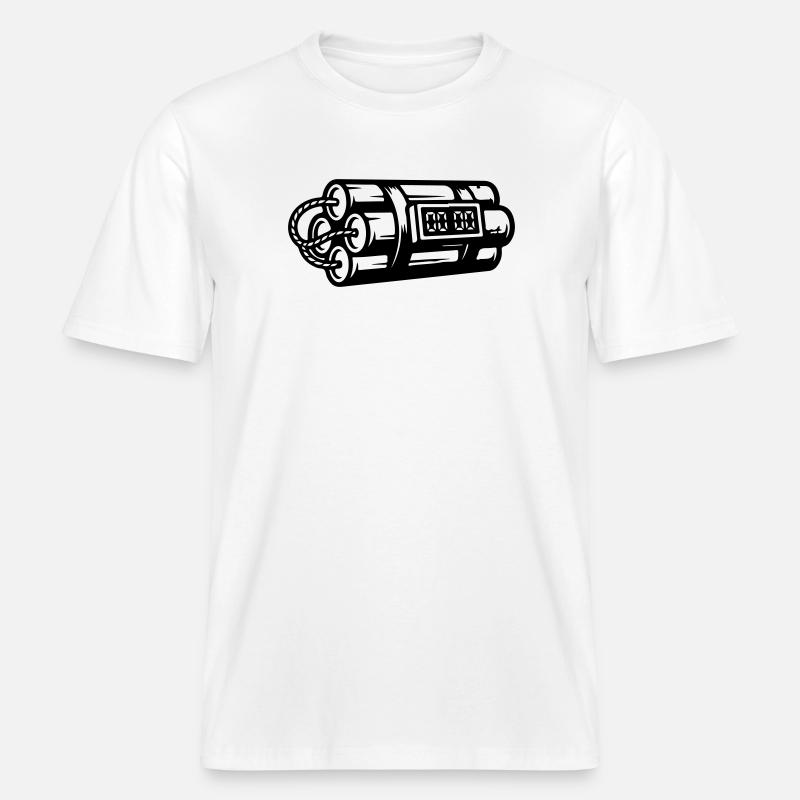 Time Bomb Explosive Dynamite - RELAXED FIT Unisex Organic T-Shirt - white