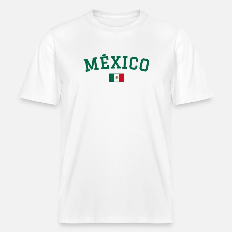 Drapeau du Drapeau du Mexique Vert -  T-shirt unisexe RELAXED FIT en coton bio - blanc