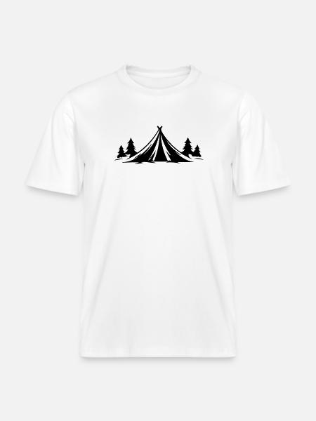 Camping Tent Nature Icon - RELAXED FIT Unisex Organic T-Shirt - white