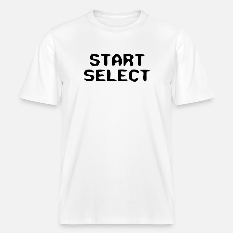 Start Select texte 8 bits -  T-shirt unisexe RELAXED FIT en coton bio - blanc