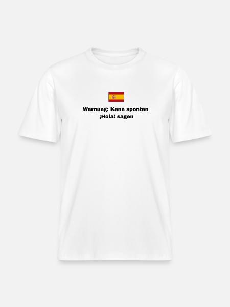 Spanien Flagge, Schwarze Schrift -  RELAXED FIT Unisex Organic T-Shirt - Weiß