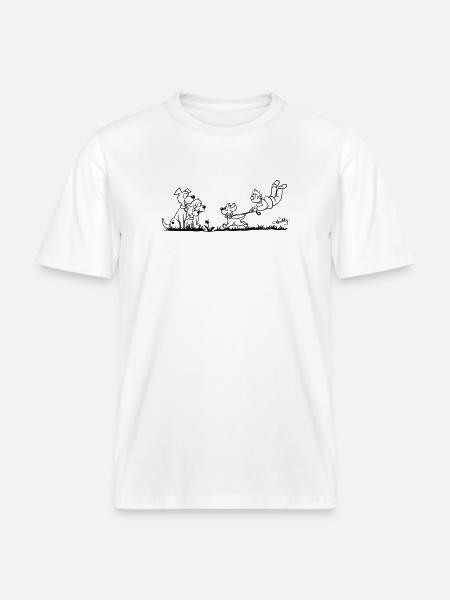 Walking The Dog - RELAXED FIT Unisex Organic T-Shirt - white