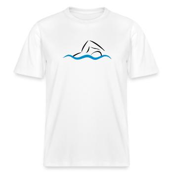 schwimmen -  RELAXED FIT Unisex Organic T-Shirt - Weiß - Vorne - Alina (178cm) & Michal (187cm)