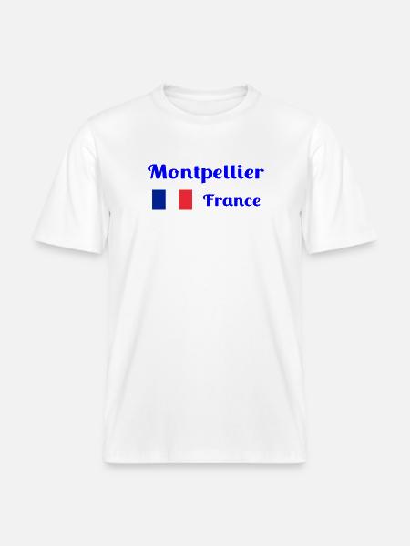 Montpellier, France- Imprimés élégants - T-shirt unisexe RELAXED FIT en coton bio - blanc