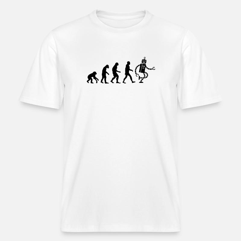 evolution robot évolution -  T-shirt unisexe RELAXED FIT en coton bio - blanc