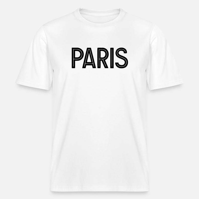 Paris Black Geometric Typography - RELAXED FIT Unisex Organic T-Shirt - white