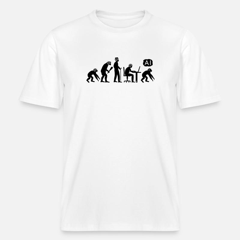 Évolution IA - T-shirt unisexe RELAXED FIT en coton bio - blanc